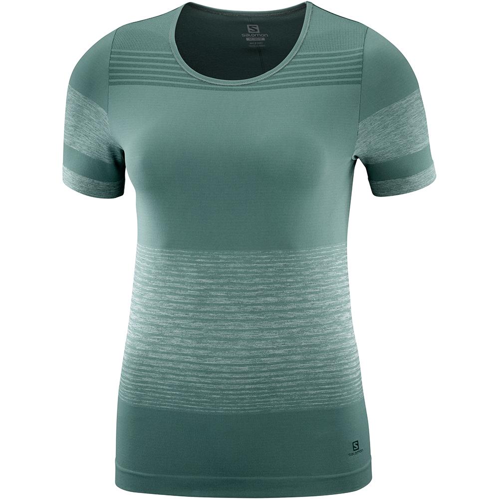 SALOMON ELEVATE MOVE'ON W Philippines - Women's Tee Shirts - Green | 938245-GQI